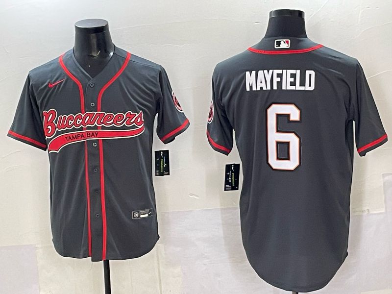 Men 2025 Tampa Bay Buccaneers 6 Mayfield Grey Joint Name Nike Limited NFL Jersey style 01